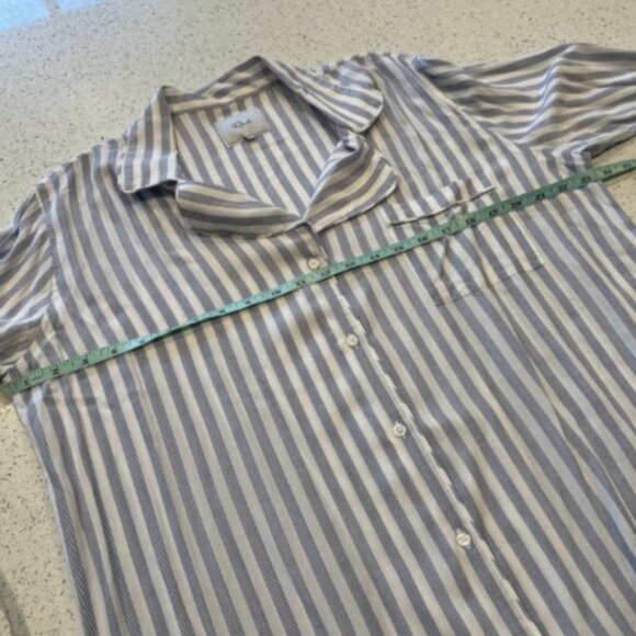 Rails Women's Size Large Bermuda Stripe Button Up Sleep Shirt Pocket Blue White - Picture 9 of 10